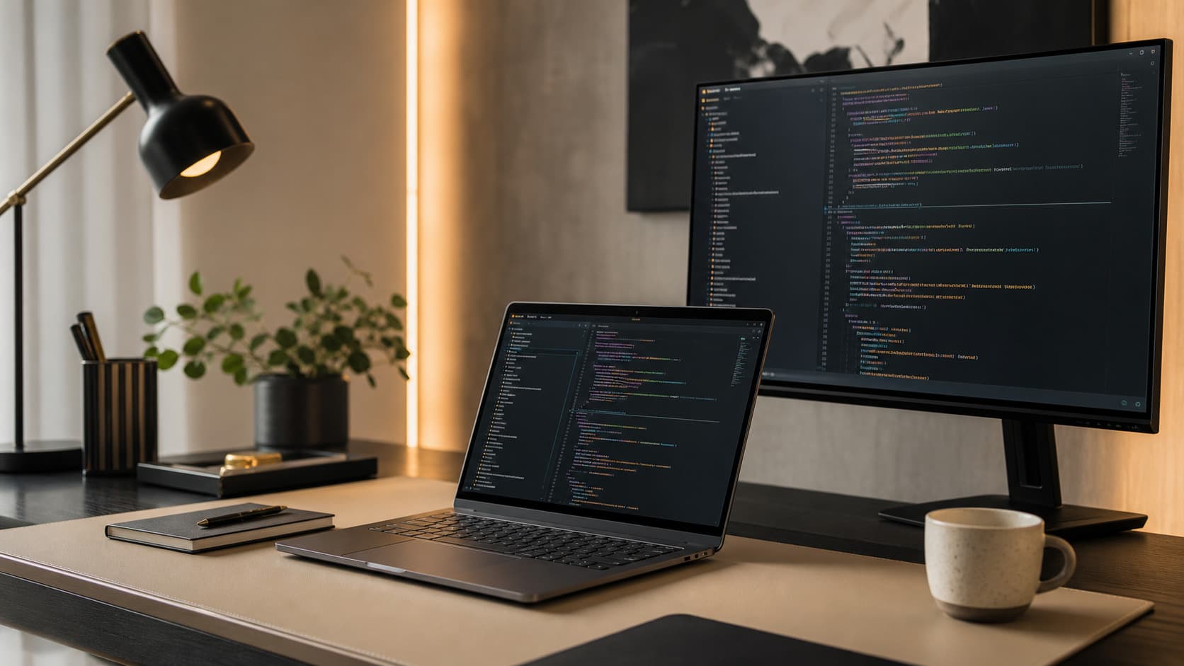 A modern software development workspace